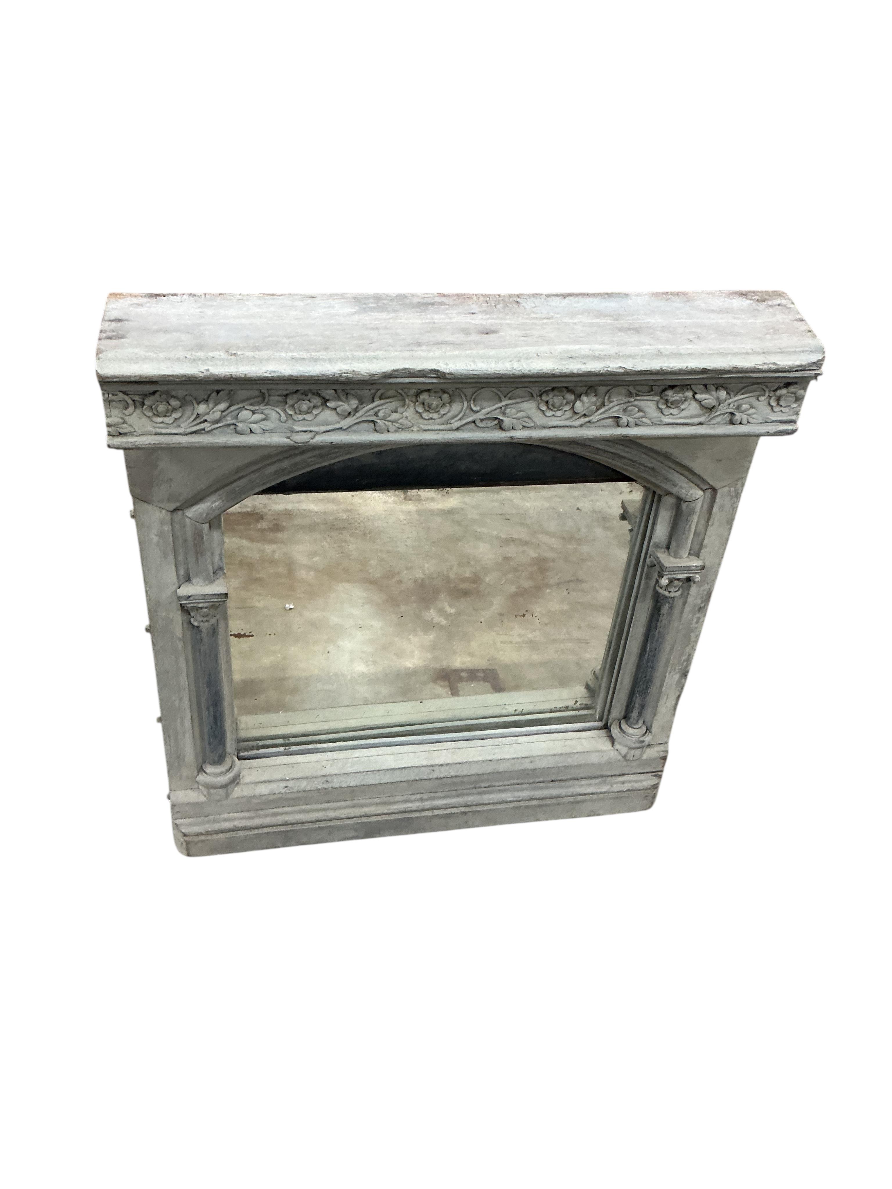 A Gothic style painted wall mirror, width 71cm, height 80cm, Provenance: From the private collection of leading British architect and designer, Graham Morrison OBE. From his home in the Grand Canal, Venice.